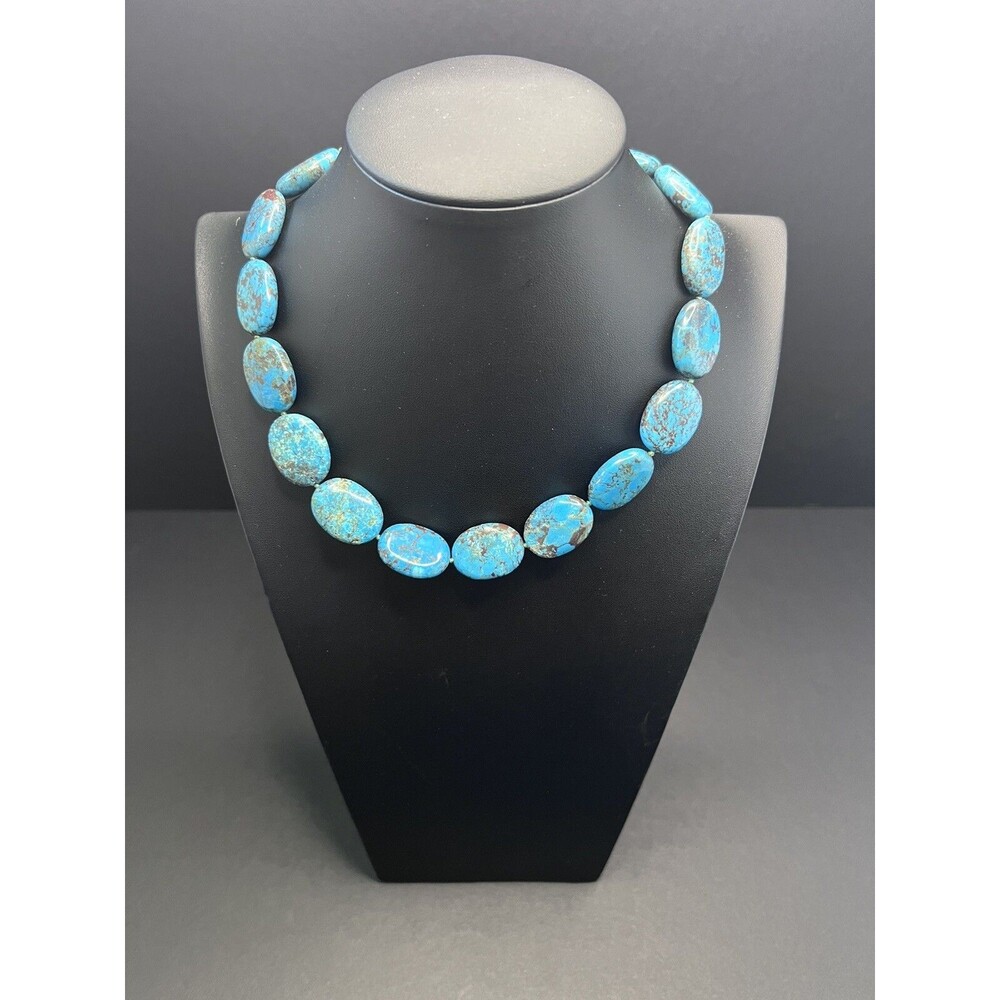 Whitney Kelly Turquoise Bead Necklace 925 Sterling Silver 19 Inch Vintage WK